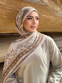 1pc Fashion Floral Print Crinkled Women's Long Scarf, Breathable Outdoor Headscarf, Spring/Summer Shawl, Daily Outfit Accessory, Birthday Gift - Multicolor - View 13