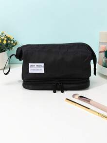 1pc Large Capacity Men's Toiletry Bag, Double Layer Design For Toothbrush, Razor, Makeup Brushes, Handbag, Unisex For Travel, Business Trip, Vacation, Home Use, All Seasons - Multicolor - View 13