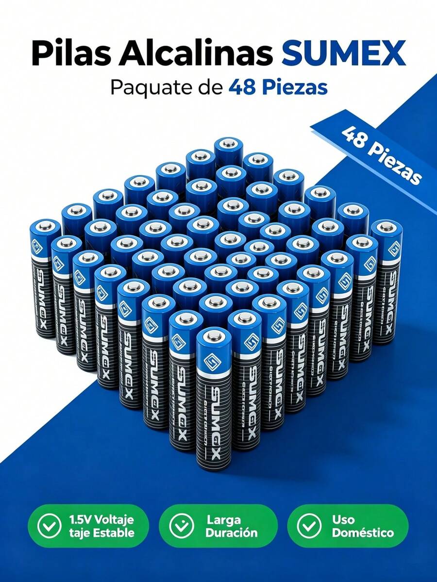 Pack Of 48 AAA Alkaline Batteries, High Performance Disposable Batteries