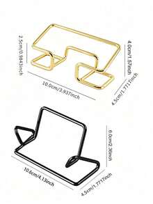 Simple Iron Hollow Out Desktop Business Card Holder, Holds Up To 50 Cards Back To School - Gold - View 3