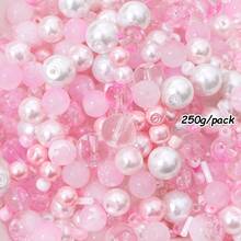 beadia 100/250g 2-10mm 粉色系列混色玻璃珠，多種款式，DIY珠寶製作、項鍊與手鍊手工藝用品，適合女性 - 粉紅色系 - 查看 8