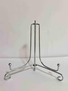 1pc Size 7 Silver Metal Display Stand, Small Metal Easel Holder For Displaying Photo Frames, Photos, Decorative Plates, Cards, Books, Cookies, Artworks, Etc. - C-Silver - View 10