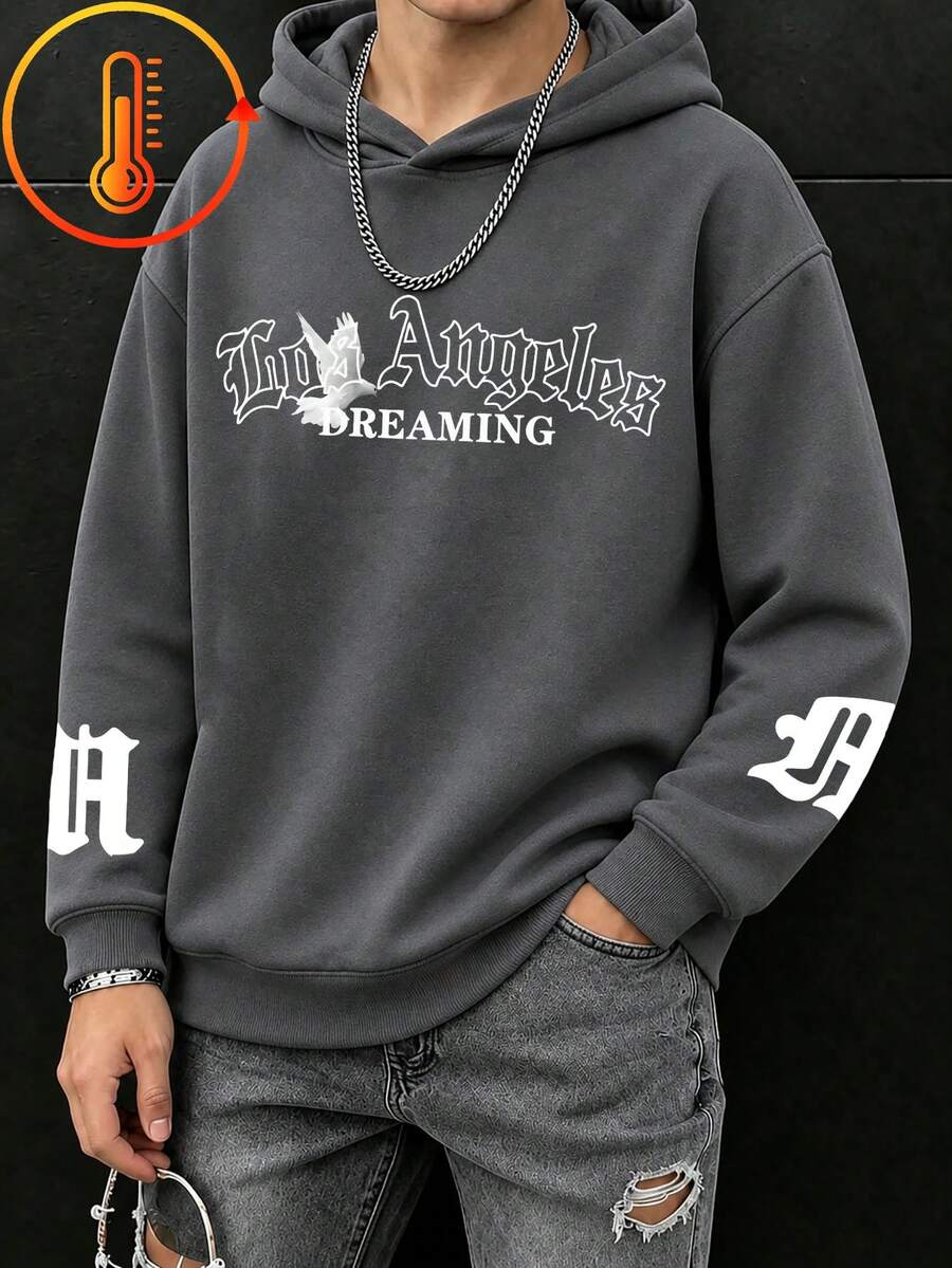 Sweatshirt Pullover Motif Lucu untuk Anak Laki-Laki Remaja, Sweatshirt Pullover Hangat & Nyaman dengan Lapisan Termal untuk Musim Gugur/Dingin - Dark Grey - View 1