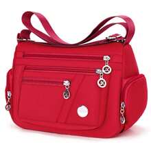 Draped Bag With Multiple Zippers, Large Capacity, Adjustable And Widened Shoulder Strap, Lightweight And Water-Resistant, Women's Shoulder Bag - Multicolor - View 12
