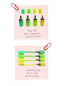 4pcs Creative Shaped Fluorescent Highlighter Pens, Macaron Color Series, Key Point Marking, Highly Attractive Office Gift, Back To School Season - Multicolor - View 8
