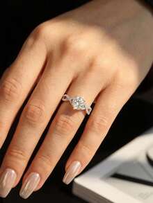 1 buah Cincin Moissanite, Cincin Unik 1CT Berongga dengan 6 Cakar, Ideal untuk Pesta dan Pemakaian Sehari-hari Wanita - Cincin Moissanite Berongga - 1CT - View 4