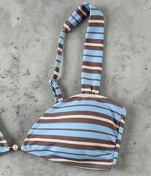 Spring/Summer Striped Bikini Set Beach Vacation Party Swimsuit - Multicolor - View 5