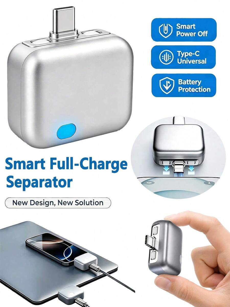 Adaptor Pengisian Daya Otomatis Cerdas USB-C dengan Pemutusan Daya Saat Pengisian Penuh, Pengisi Daya Cepat, Dilengkapi dengan Pemutus Daya Fisik untuk Mencegah Pengisian Berlebihan, Mati Otomatis AI dan Pemutusan Daya Saat Pengisian Penuh, Cocok untuk Ponsel, Tablet, Earphone, dan Semua Perangkat USB, Memperpanjang Masa Pakai Baterai