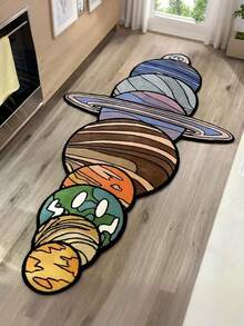 1pc Galaxy Universe Pattern Carpet, Luxury Velvet Material, Modern Polyester Fiber, Approx. 10mm Thick, Rectangular Rug With Luxury Thick Felt Backing - Multicolor - View 1