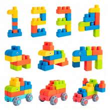1pc Soft Rubber Large Building Blocks, Flexible Interlocking Construction Bricks, DIY Assembly Puzzle Toy, Creative Stacking Play Set For Kids & Teens - Multicolor - View 5