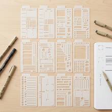 12pcs Flexible Planning Drawing Templates - 3" X 6" Grid Dot Templates, Reusable Grid, Suitable For Bullet Journal, Planner, Creative Notes, To-Do List, Daily Schedule, Calendar And Binder; Essential Journaling Tool, Minimalist Template Design - One Size Fits All - View 9