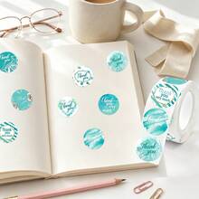 500pcs/Roll Thank You Stickers Green Thank You Order Labels Sealing Stickers Handmade/Party Gift Box/Cake Sealing Stickers 1 Inch Self-Adhesive Label Paper Suitable For Convenience Store, Supermarket, Cake Shop, Bakery, Milk Tea Shop, Coffee Shop Thank You For Your Order Stickers - one-size - View 5