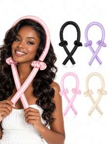 Heatless Curling System With Adjustable Headband And Claw Clip, Premium Mulberry Silk And Satin Material, Includes Luxury Velvet Storage Bag, Overnight Heatless Curling Technology For Natural Wavy Bouncy Curls - Multicolor - View 8
