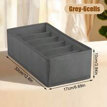 1/2/4pcs Foldable Drawer Dividers, Foldable Fabric Storage Boxes, Underwear Bra Socks Pants Tie Organizer, Closet Wardrobe Organization, Space-Saving Dorm And Small Apartment Bedroom Storage - Grey - View 14