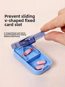 1pc Pill Cutter, Pill Separator, Portable Mini Pill Box, Morning/Midday/Evening Travel 7-Day Multi-Function Pill Box, Push-Pull Storage Box, Pill Cutter Storage Box - one-size - View 7