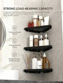 1/2/3pcs Corner Shower Caddy, Bathroom Storage Rack, Indoor Shower Shelf, Kitchen Bathroom Organizer, Space-Saving Triangle Rack - Wall-Mounted Bathroom Shampoo, Body Wash And Cosmetic Storage Rack - Easy To Install, Bathroom Accessories - Multicolor - View 3