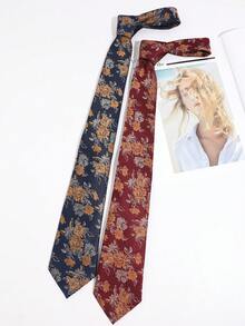 1pc Vintage Floral Jacquard Men's Formal Business Shirt With Artistic Floral Decorative Tie - Multicolor - View 4