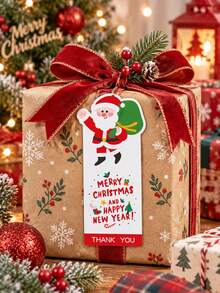 50pcs Christmas Santa Sealing Stickers Gift Wrapping Labels Cute Festive Holiday Gift Box Decor Self Adhesive Party Packaging Envelope Seal Supplies - Multicolor - View 2