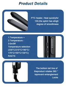 CRASTS Hair Straightener And Curler 2 In 1, Ceramic Flat Iron With 6 Adjustable Temperature 130℃ To 230℃, Fast Heating Hair Styling Tool With 360° Swivel Cord For All Hair Types, Black - Black - View 10