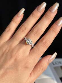 1 buah Cincin Moissanite, Cincin Unik 1CT Berongga dengan 6 Cakar, Ideal untuk Pesta dan Pemakaian Sehari-hari Wanita - Cincin Moissanite Berongga - 1CT - View 5