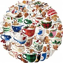 50pcs Cozy Christmas Mug Gingerbread Stickers, Festive Winter Hot Cocoa Decals, Decorative Vinyl Stickers For Water Bottle Scrapbooking - one-size - View 3