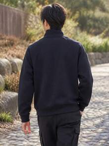 Under Armour Men's APAC EF Fleece Graphic 1/4 Zip Stand Collar Half-Zip Casual Pullover Sweatshirt 6010179-001 - Black - View 5