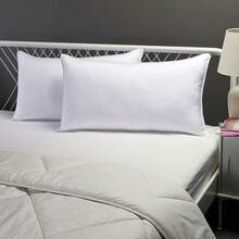 Basics - Almohadas alternativas de plumón para dormir boca abajo y arriba, densidad suave, estándar, paquete de 2, blanco, 66 cm de largo x 51 cm de ancho - King (Paquete de 2) - Ver 7