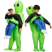 Kostum Tiup Dewasa, Kostum Tiup Alien Halloween, Kostum Tiup Alien, Kostum Tiup Halloween Lucu - Hijau - View 8