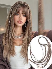 24 Inch Braided Hair Extension, Synthetic Heat-Resistant Fiber Hair Piece With Silver Metal Buckle, Suitable For Women's Daily Wear, Holiday Party Hairstyle Styling - Multicolor - View 15
