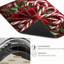 1pc Christmas Element Welcome Doormat, Diatomaceous Earth Absorbent Small Rug, Non-Slip Floor Mat, Suitable For Stove, Coffee Machine, Water Bar, Christmas, Halloween Home Decor, Indoor/Outdoor Front Door, Kitchen Area - Multicolor - View 6