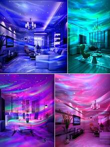 1pc Aurora Water Ripple Effect Atmosphere Projection Light, USB Powered Indoor Multi-Function LED Lamp, Starry Sky Atmosphere Light, E-Book Reading Light, Home Decor Atmosphere, Suitable For Bedroom, Living Room, Holiday Gift - Multicolor - View 6