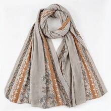 1pc Fashion Floral Print Crinkled Women's Long Scarf, Breathable Outdoor Headscarf, Spring/Summer Shawl, Daily Outfit Accessory, Birthday Gift - Multicolor - View 3