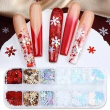 Boxed Christmas Nail Glitter, Autumn/Winter White Snowflake Nail Glitter Decor, Christmas Glitter - Multicolor - View 14