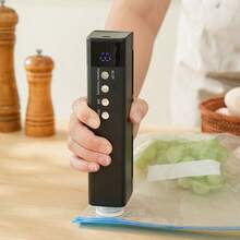 1PC Small Rechargeable Automatic Vacuum Sealer, Cordless Food Vacuum Sealing Machine For Home Kitchen, Multifill Air Suction And Inflation Multi-Function Sealing Machine, Suitable For Vacuum Storage Of Fish, Meat, Vegetables, Includes 4 Textured Bags + 1 Zipper Bag - Multicolor - View 9