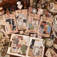 Vintage Time & Shadow Series White Cowhide Sticker Pack, Retro European Frame, Distressed Ticket, Lace, Rose, Old Book Page, Heart Photo Frame Elements Scrapbook Sticker, DIY Decorative Sticker - Multicolor - View 9