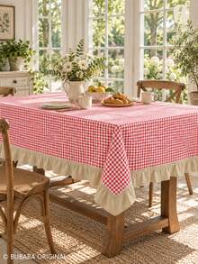 Bubaba Vintage Floral Ruffle Tablecloth, Rectangular Farmhouse Dining Table Cover, Beige Ruffled Edge Botanical Print Tablecloth For Kitchen, Dining Room & Home Decor,Christmas Decorations - Multicolor - View 11