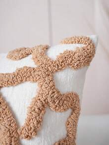 1pc/2pcs Boho Tufted Throw Pillow Cover, Cream Chenille Embroidered Cushion Case, Abstract Geometric Line Pillowcase For Couch Sofa Bed, All Season Neutral Home Decor - Camel - View 3