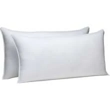Basics - Almohadas alternativas de plumón para dormir boca abajo y arriba, densidad suave, estándar, paquete de 2, blanco, 66 cm de largo x 51 cm de ancho - King (Paquete de 2) - Ver 2