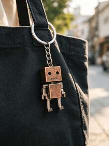 1pc/2pcs Vintage Distressed Metal Robot Keychain, Movable Joint Mechanical Figure Pendant, Bag Charm Gift - Multicolor - View 1