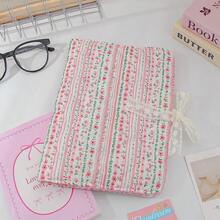 Floral Quilted Pencil Case With Flap And Snap Button, Student Stationery Storage Box, Multi-Functional Organizer Bag - Multicolor - View 9