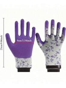 2pcs Floral Print Gardening Gloves, Waterproof Wearable Reusable, Breathable Non-Slip, Suitable For Weeding And Planting - Various - View 11
