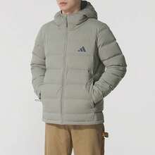 Adidas Helionic Insulated Outdoor Windproof Hooded Down Jacket Men's Grey - Grey - View 3