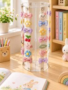 Kệ lưu trữ phụ kiện tóc acrylic trong suốt, kệ để kẹp tóc và nơ để bàn, kệ trang trí lưu trữ để bàn, tháp đựng trang sức - Nhiều màu - Xem 4