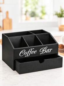 Coffee Bar Organizer Stand, Wooden Coffee Bar Accessory Organizer With Drawers, Coffee Station Organizer With Coffee Pod Basket, Coffee And Tea Condiment Organizer Stand, Kitchen Countertop Organizer, Coffee Pod Holder, Tea Bag Storage, Cafe Decor - Multicolor - View 14