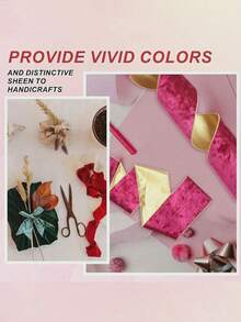 1 Roll Multi-Size Burgundy Silky Premium Christmas Tree Velvet Ribbon, Red With Gold Edge, Satin DIY, Suitable For Holiday Decoration, New Year, Valentine's Day, Christmas Tree Decoration, Gift Bow Packaging Crafts - Multicolor - View 9