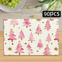 1/4/6pcs Christmas Series Pink Watercolor Christmas Tree Pattern Printed Placemats, Heat-Resistant Table Mat For Home Kitchen/Table Protection, Kitchen Dining Table Party Scene Decoration - Multicolor - View 13