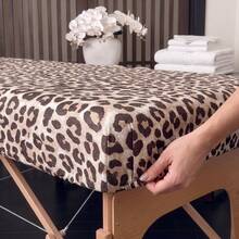 Leopard Print Massage Bed Cover 3-Piece Set | Extra Large Spa Bed Sheet (94.5"X76.4") | For Beauty Salon And Tattoo Shop - White - View 7