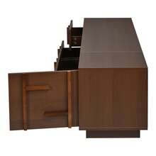 180x40x45cm MDF TV Stand, Low Cabinet, TV Unit With 4 Drawers, 1 Compartment And 2 Open Shelves, For TVs Up To 75 Inches, For Living Room - Walnut Wood Color - View 10
