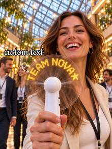 1PC Custom Text LED Message Fan, Personalized Handheld Light Up Fan, Battery Powered Portable Cooling Fan For Corporate Events, Conferences, Trade Shows, Team Parties & Summer Gifts - Multi-color 8 - View 1