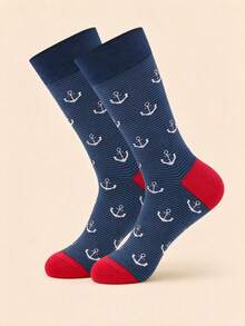 Business Casual Men's Printed Mid-Calf Socks, Fun Watch Dial Design, Comfortable And Breathable Men's Socks For Autumn/Winter - Multicolor - View 3